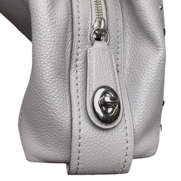 Coach Light Gray Leather Shoulder Bag - Picture 8 of 12